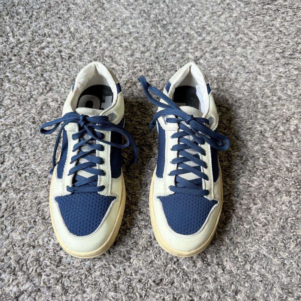 P448 Mason Womens Size EU 39 US 8.5-9 Casual Sneakers Shoes Ivory Blue Leather